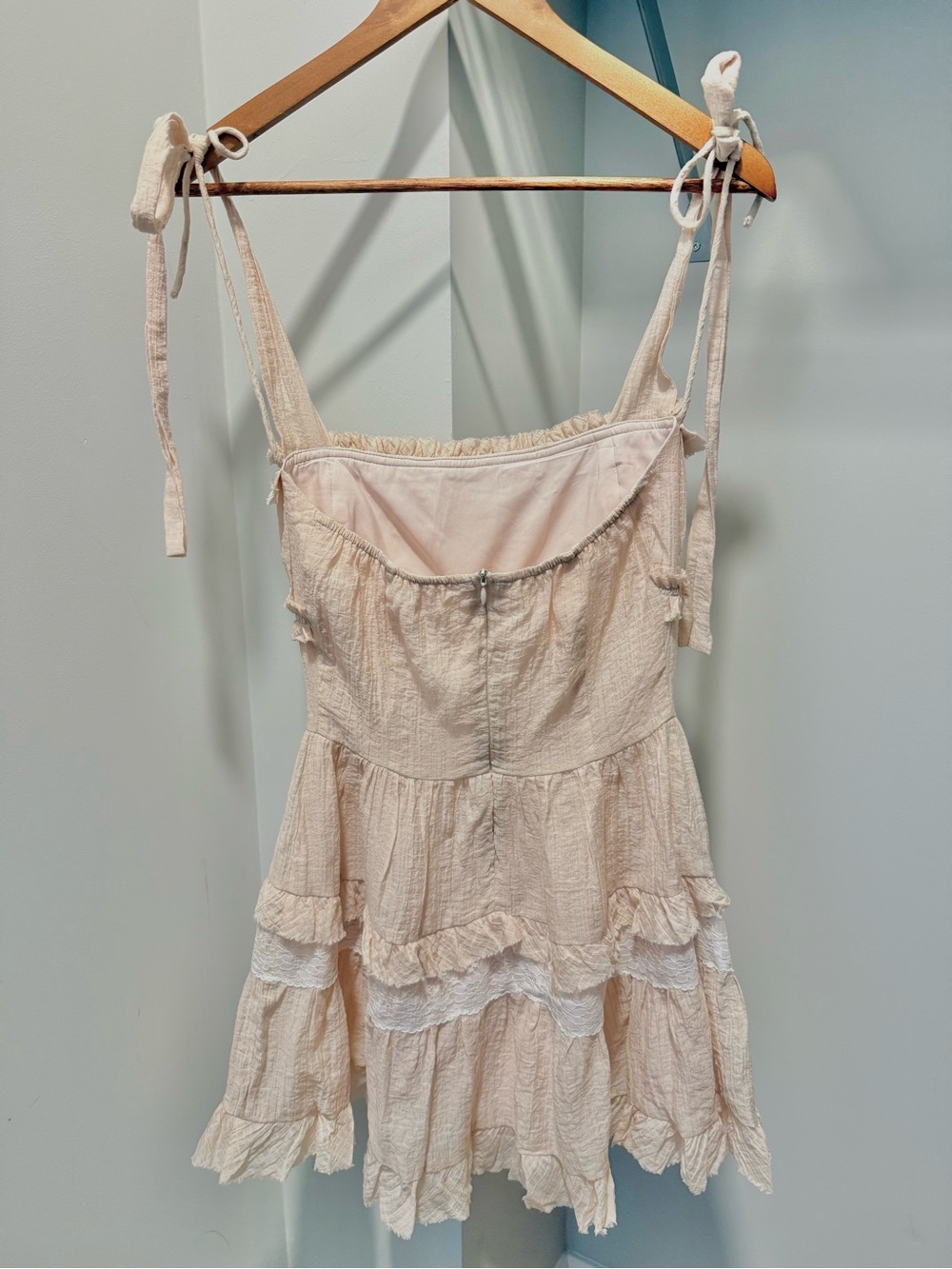 Light Blush Ruffle Tie-Strap Sundress - Picture 2 of 4